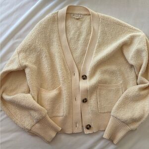 Marled Cream Button-Up Cardigan